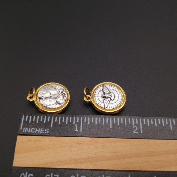 1 Metal, Two Toned Holy Spirit Holy Family Two Sided Medal, 3/4 Inch - Picture 5 of 5